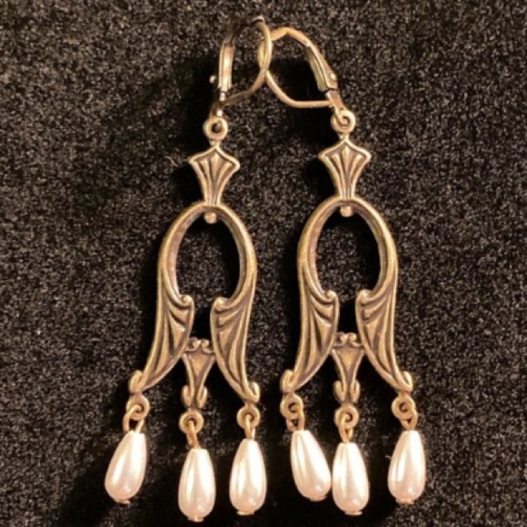 Jewelry - Handmade Art Nouveau Earrings | Vegan Pearls